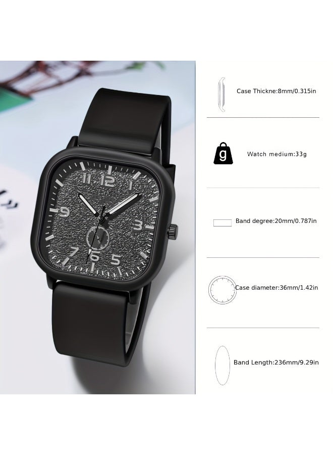 NIBEMINENT Stylish Minimalist Square Silicone Strap Quartz Watch for Women, Unisex Men's Watch with Alloy Case, Business Casual - Image 4
